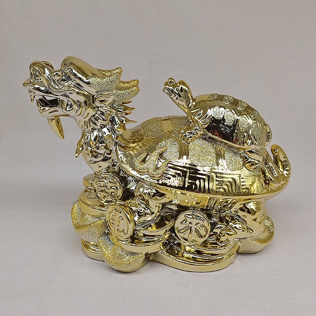 황금 용 거북이 도자기 인형 장식 인테리어 소품